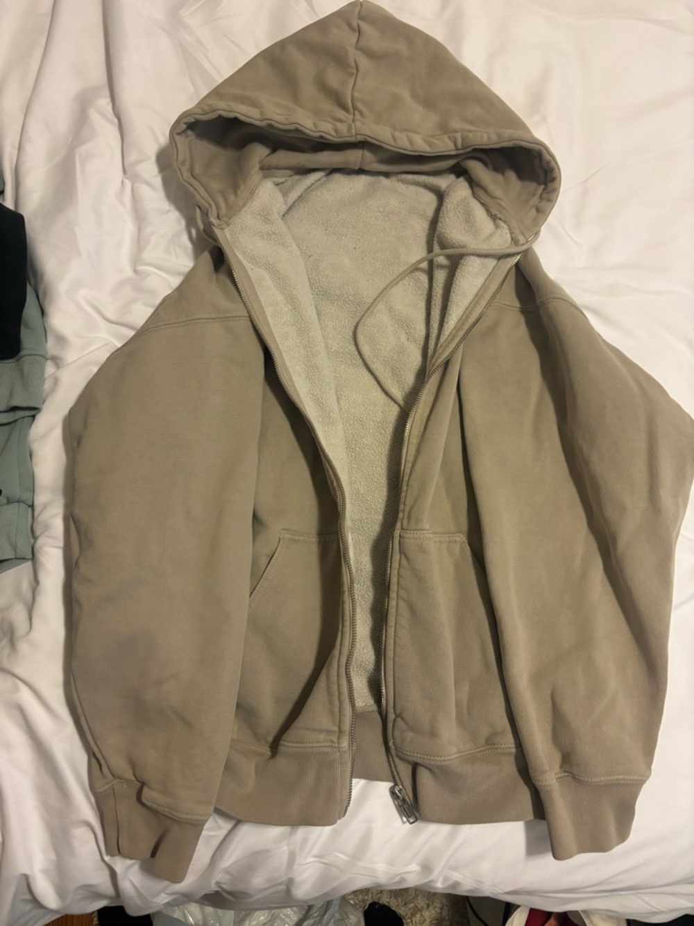 Brandy Melville Tan Zip-Up Hoodie